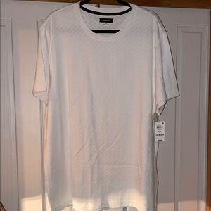 Alfani White Short-Sleeve Textured Crew Neck Tee